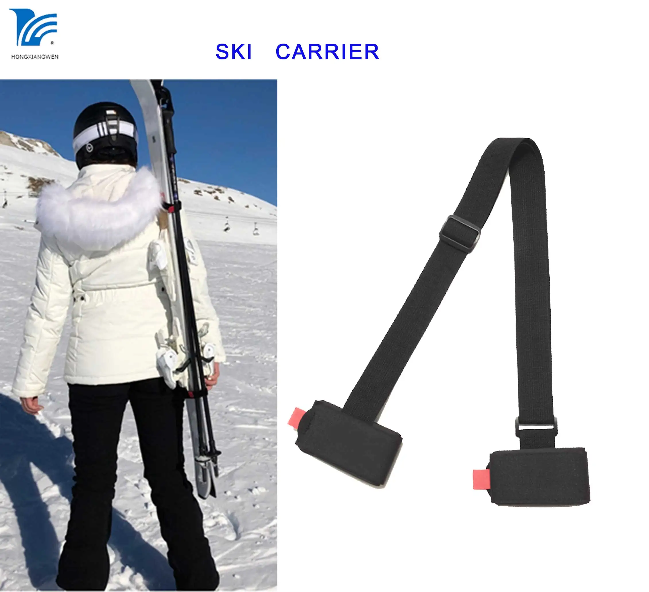 Skiing Accessory Adjustable Ski Strap and Pole Carrier for Easy Transportation of Your Ski Gear