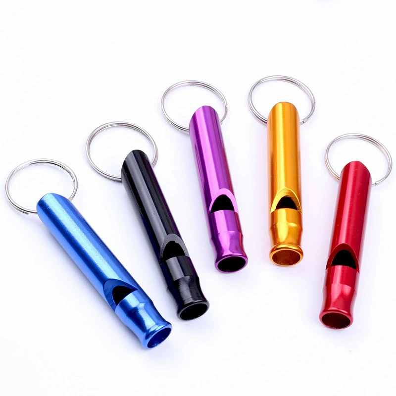 Multifunctional Pet Training Whistle  Aluminum Emergency Survival Whistle Keychain for Camping Hiking Outdoor Sport