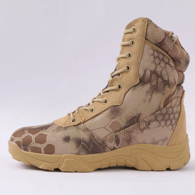 High Quality Outdoor Waterproof Rubber Military Leather Man Hiking Boots High Ankle Military Boots