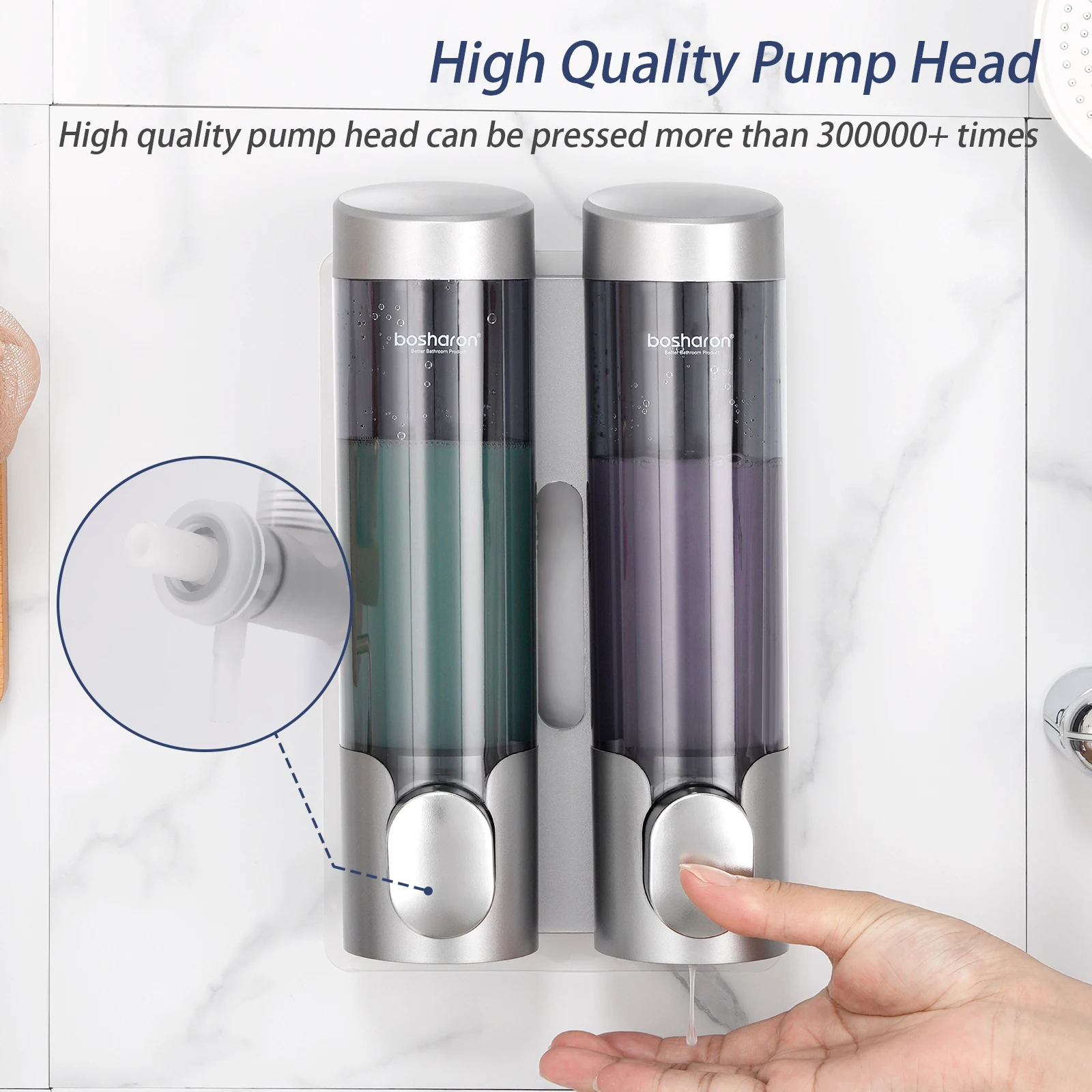 Manual Abs Plastic Soap Dispenser Wall Mounted Shampoo Hotel Double Abs Plastic Liquid Soap Dispenser Wall Shampoo Dispenser