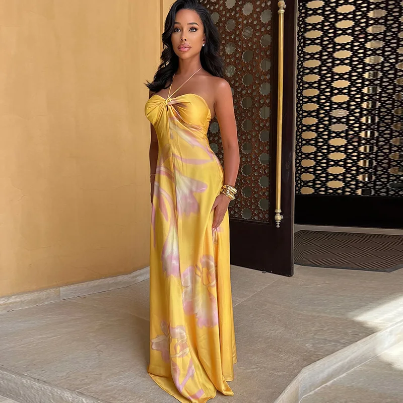 2024 Summer Wholesale Fashion Off Shoulder Sleeveless Tie Dye Tube Bodycon Dresses For Women