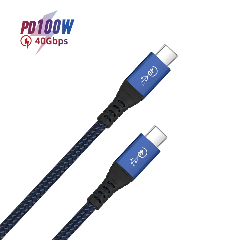 OEM ODM USB-IF Nylon Braid PD USB 4.0 CABLE 100W Short 80cm Android phone Fast Charging Type c to Type c cable