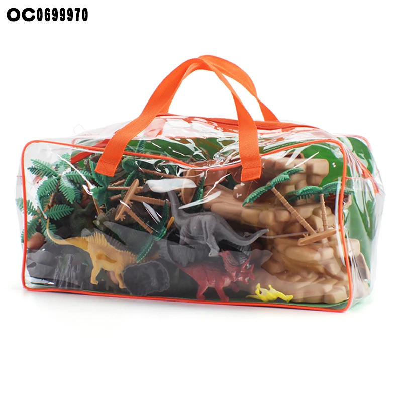 High quality plastic 71pcs funny dinosaur jungle play set toys for kids