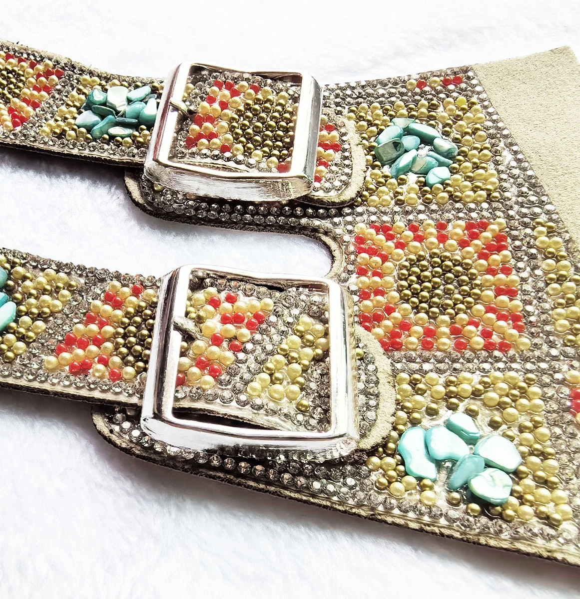 29x13cm Yellow Glass Beads Enlarge Size Shoes Upper Buckle with PU Lining Glue on Sandal Shoes As Decoration Hot Selling