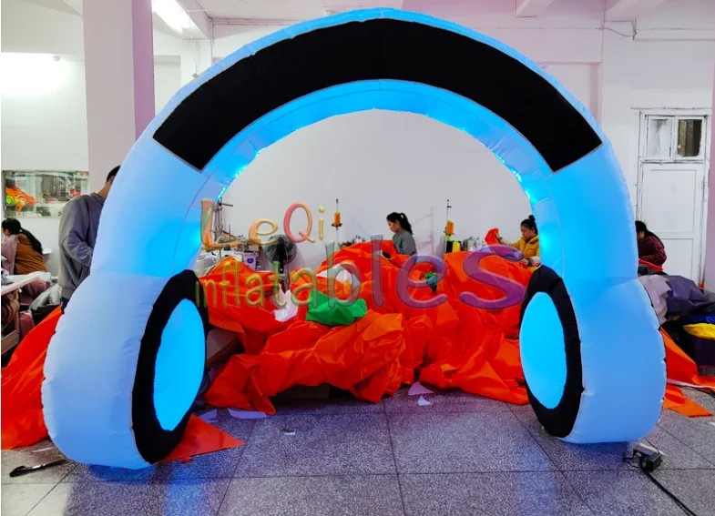 3m led headphones arch inflatable model for store promotion outdoor decoration arch inflatable headphones model with light