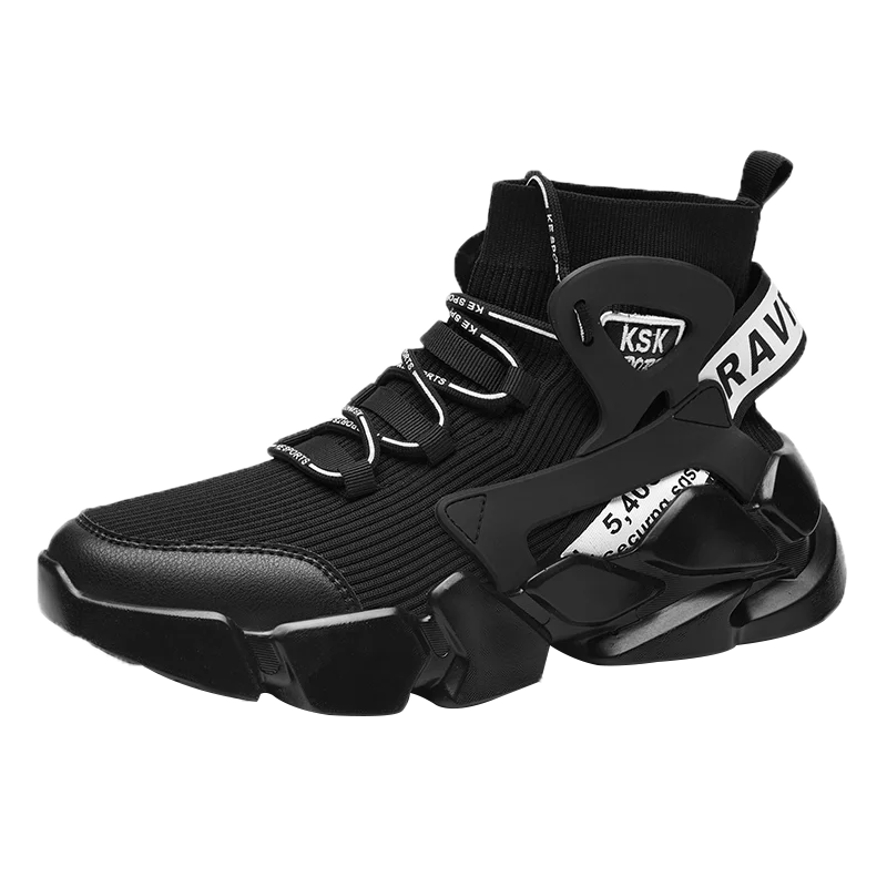 high cut mens Shoes Knitting Sock Sneakers  Flat Shoes men Walking sports casual chunky shoes