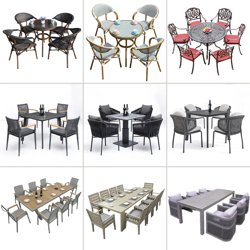 round gastronomy terrace table restoratione hardwar outdoor dining set chair metal outdoor leisure furniture stainless steel
