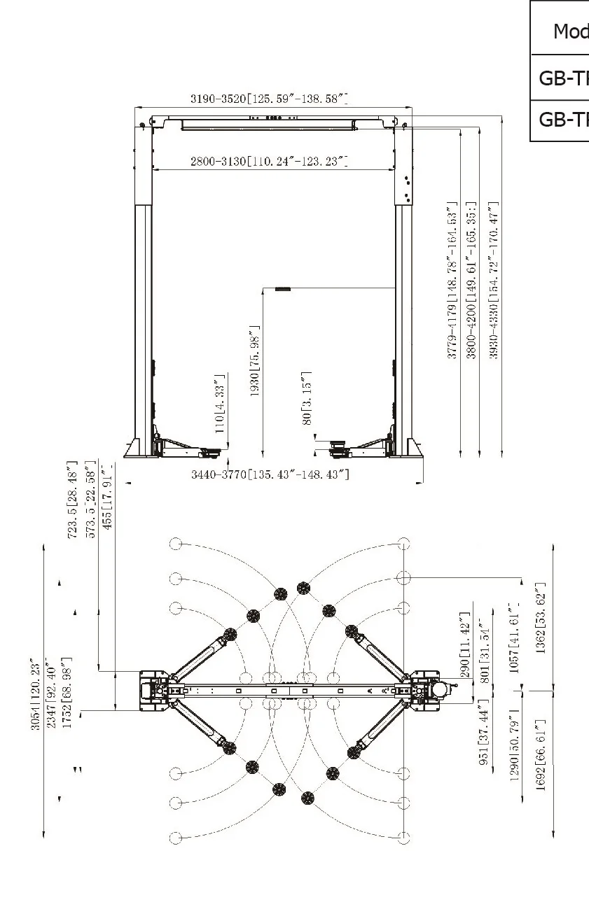 SUNSHINE 2 post lifter,  2 post lift ,hydraulic hoist  with  CE