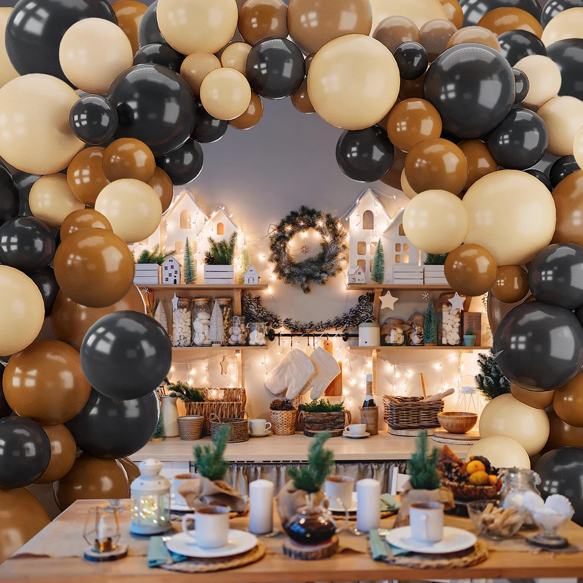 Ready in stock 145pcs Black Brown Nude Balloon Garland Arch Kit  for Graduation Birthday wedding decoration balloons