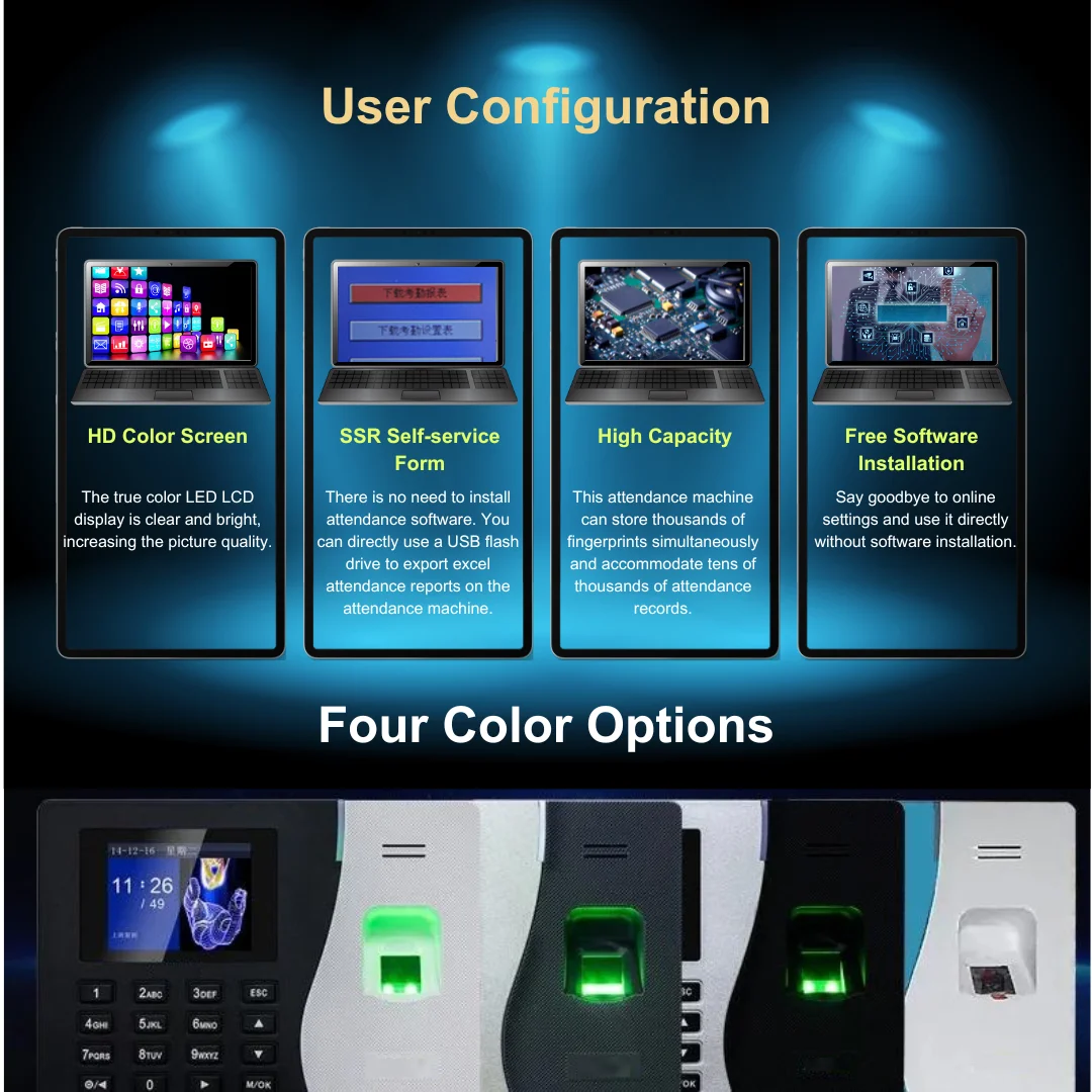 Cloud-Based TCP/IP Time Recording Machine 4G Punch Card Fingerprint Access Control for Time and Attendance Management