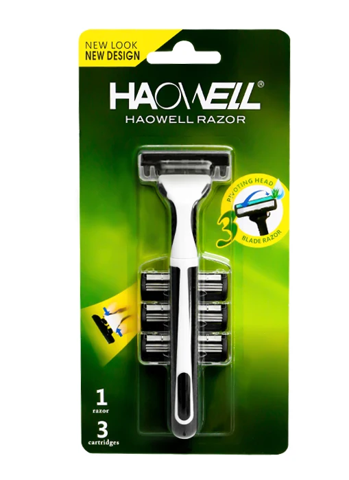 Triple 3 three blade razor with stainless steel shaving razor blade shaveing razor easy to replace the cartridge
