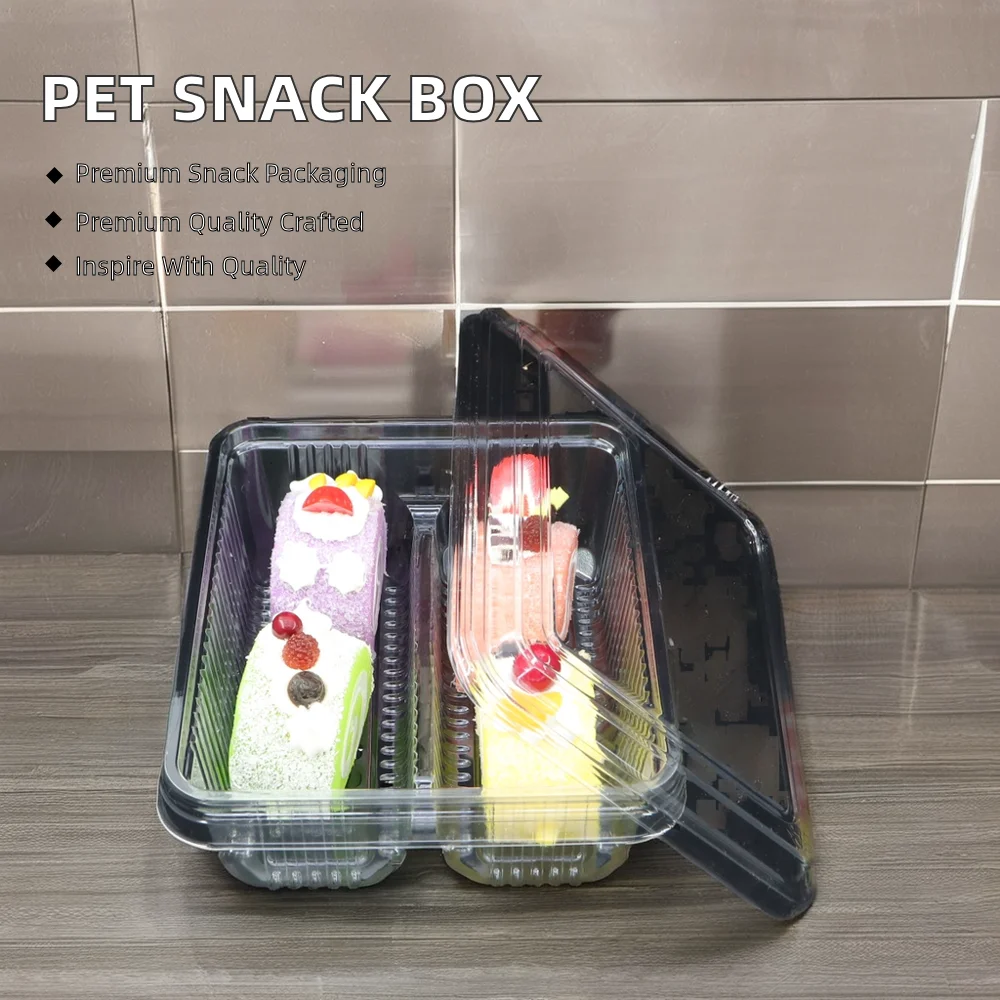 Clear PET Plastic Square bread box fruit box Cake Box with Embossing for  Storage Snack Food Container