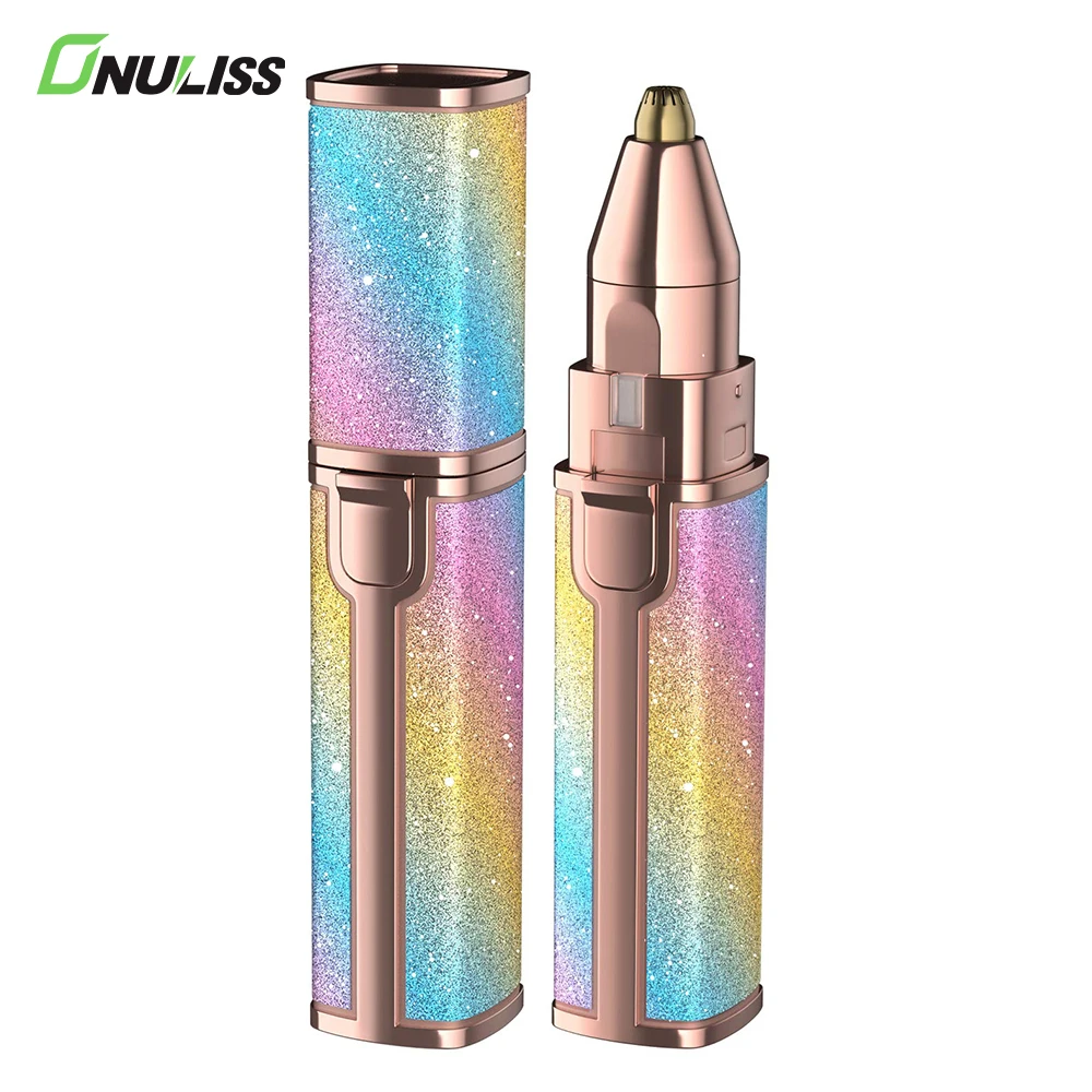Dropshipping Mini Lipstick With Light USB charging Painless Face Trimmer Eye Brow Epilator Shaver Facial Hair Remover