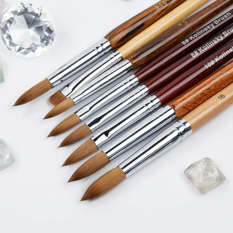 Пользовательский логотип Pinceles 100% чистая Kolinsky акриловая кисть для ногтей