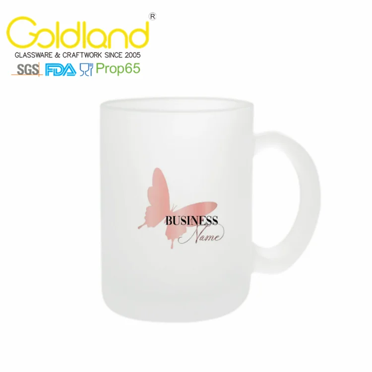 Frosted glass mug with custom logo heat resistant glass coffee mug tea cup