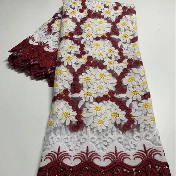 AL2763Z New arrival design guipure lace 100% cotton with beaded for women Clothing