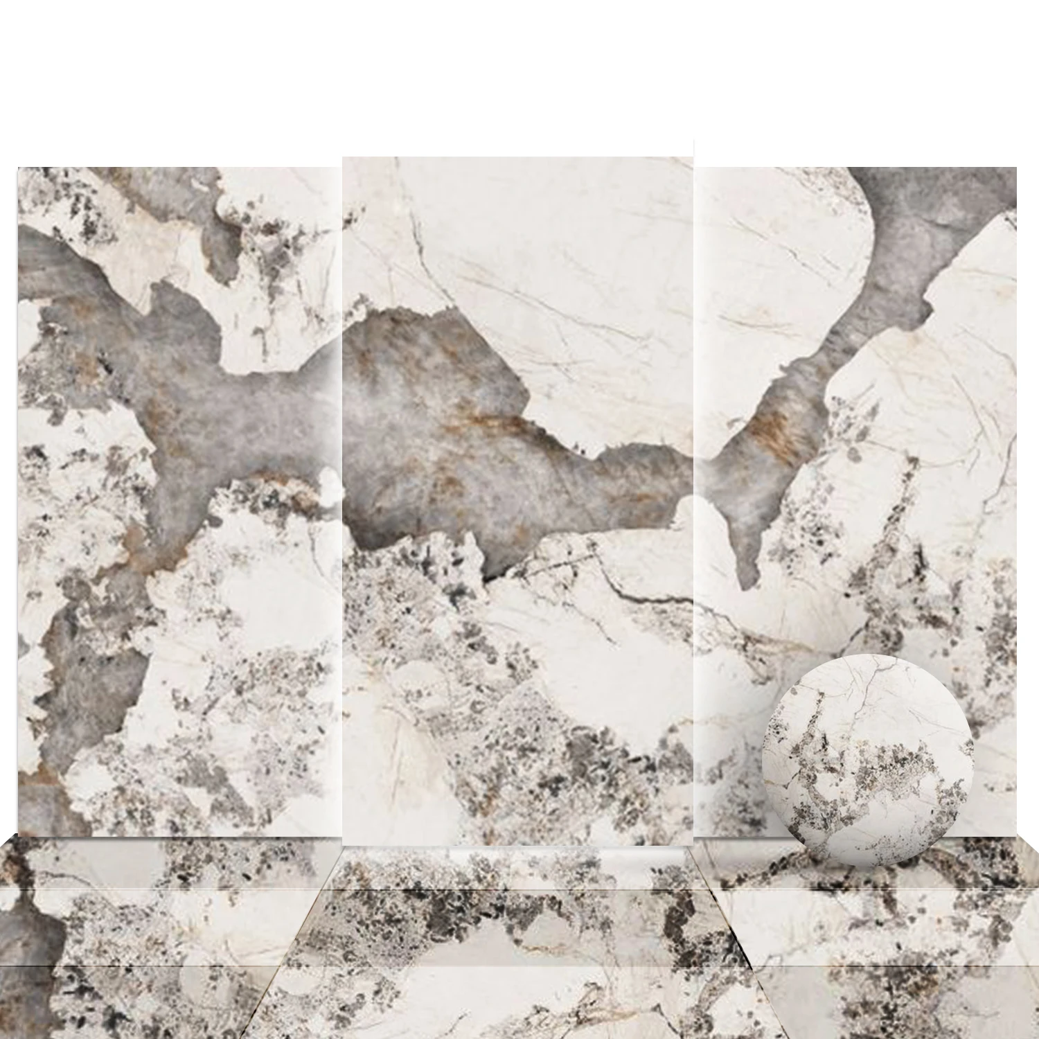 Wholesale Factory direct sell Customized size Pandora White porcelain polished glazed marble look slab tile, wall panels wall in