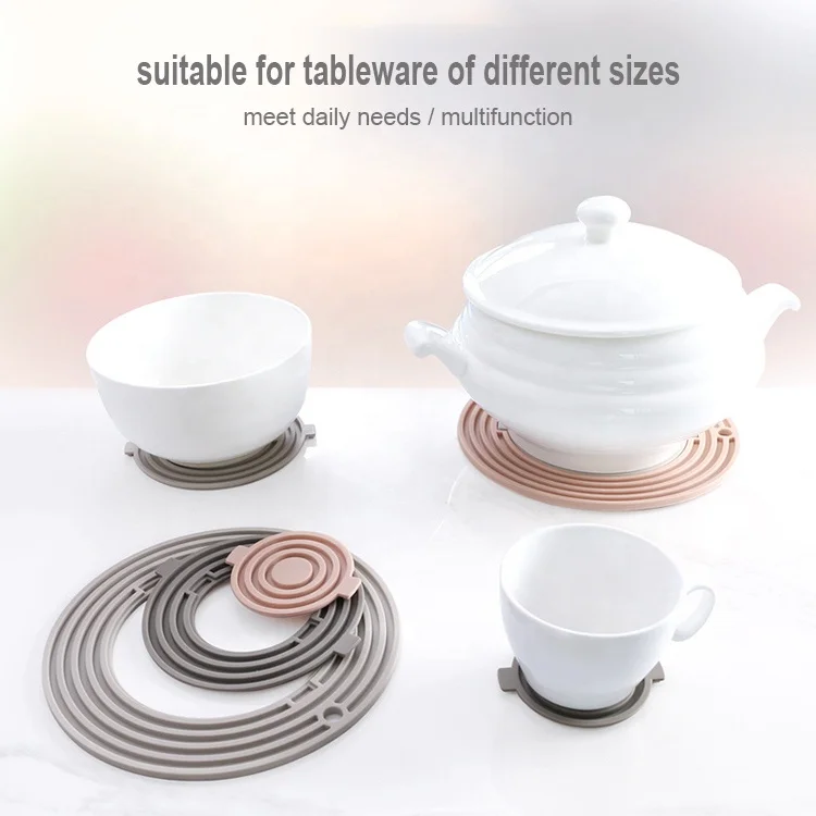 Table Coasters New Luxury Pantone Gift Custom Heart Accessories 3 in 1 Silicone Pot Mat Coasters Holder