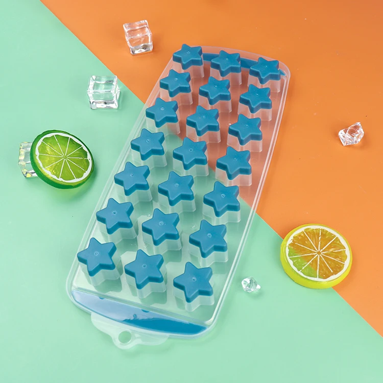 Multi-purpose Non Stick Food Grade Ice Cube Mold Reusable 21 Cavities Star Shaped Plastic Ice Cube Tray for Coffee Whiskey