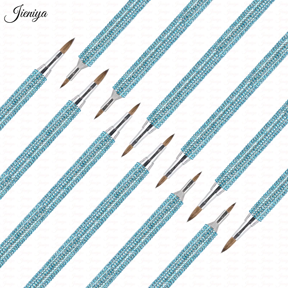 International size #2~#5 Shiny blue rhinestone diamond decoration handle pure sable hair kolinsky 3D brush Sculpture brush