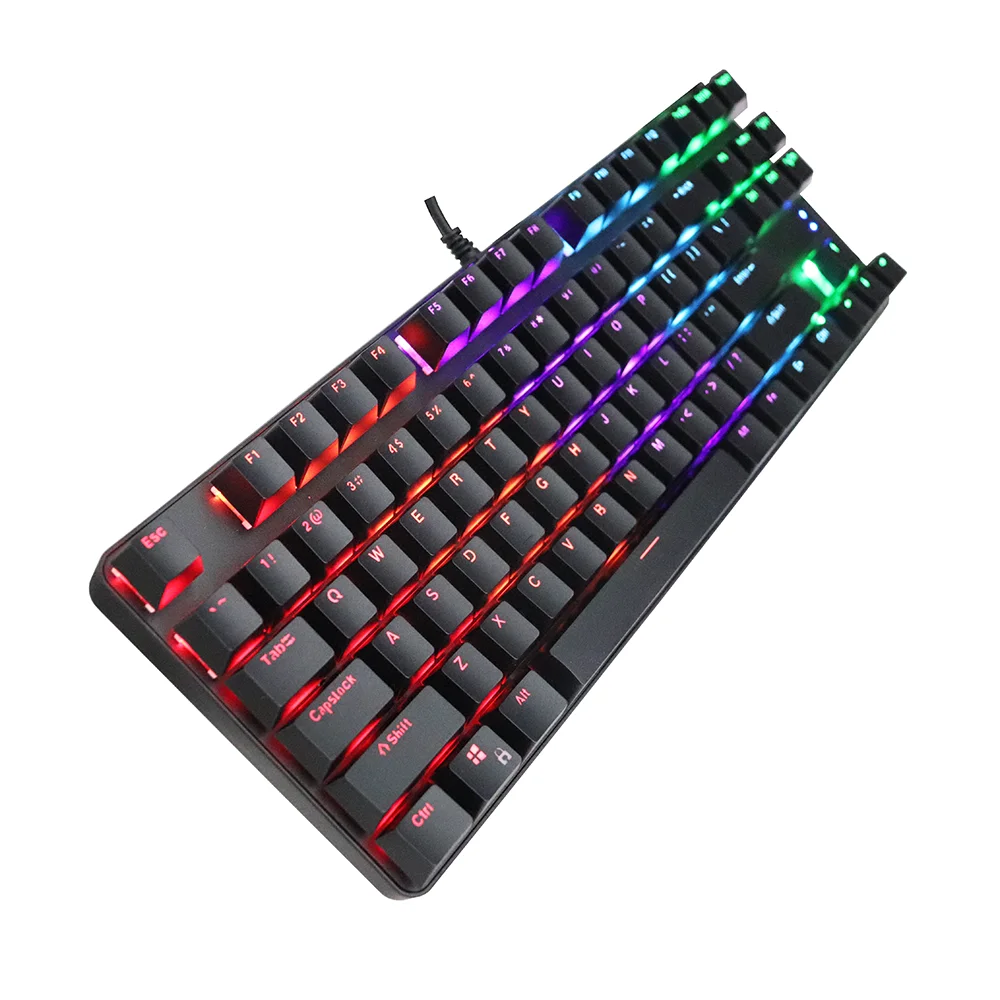 Wholesale Mechanical Keyboard 87 Keys Ergonomic Custom pc Computer Laptop RGB Backlit Gaming Mechanical Keyboard