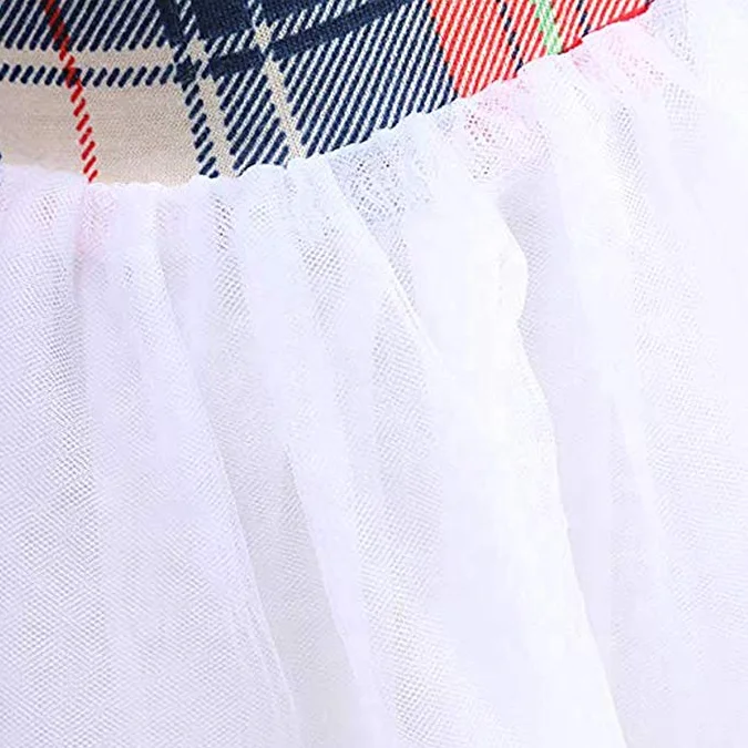 
Mother and Daughter Dress Family Clothes Long Sleeve Plaid Lady Midi Dress Girl Tulle Dress Mother Daughter Matching Outfits 