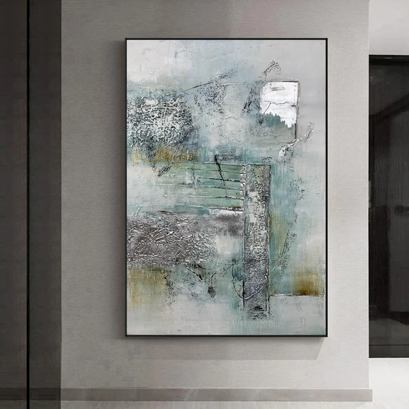 Wall Picture Textured Canvas Abstract Abstract Art Silver foil Painting for Home Decoration