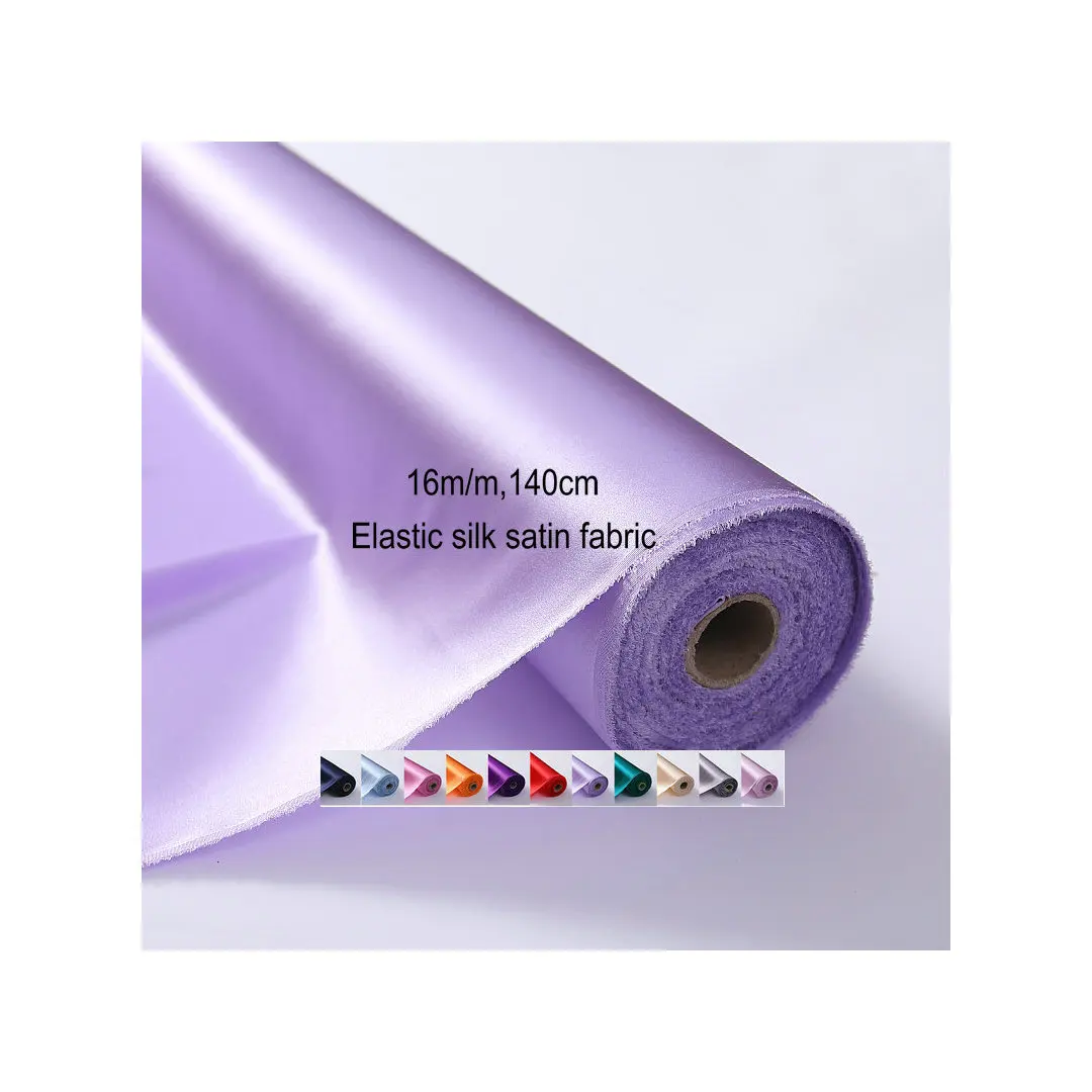 16 mm 140 cm Width  Elastic Mulberry Silk Stretch Satin Fabric