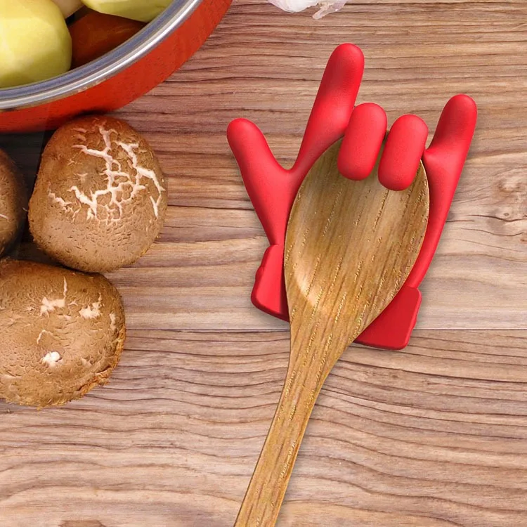 Heat Resistant Silicone Spoon Rest For Stove Top Kitchen Tools Pot Lid Holder Spill-Proof Spoon Rests Pot Clips