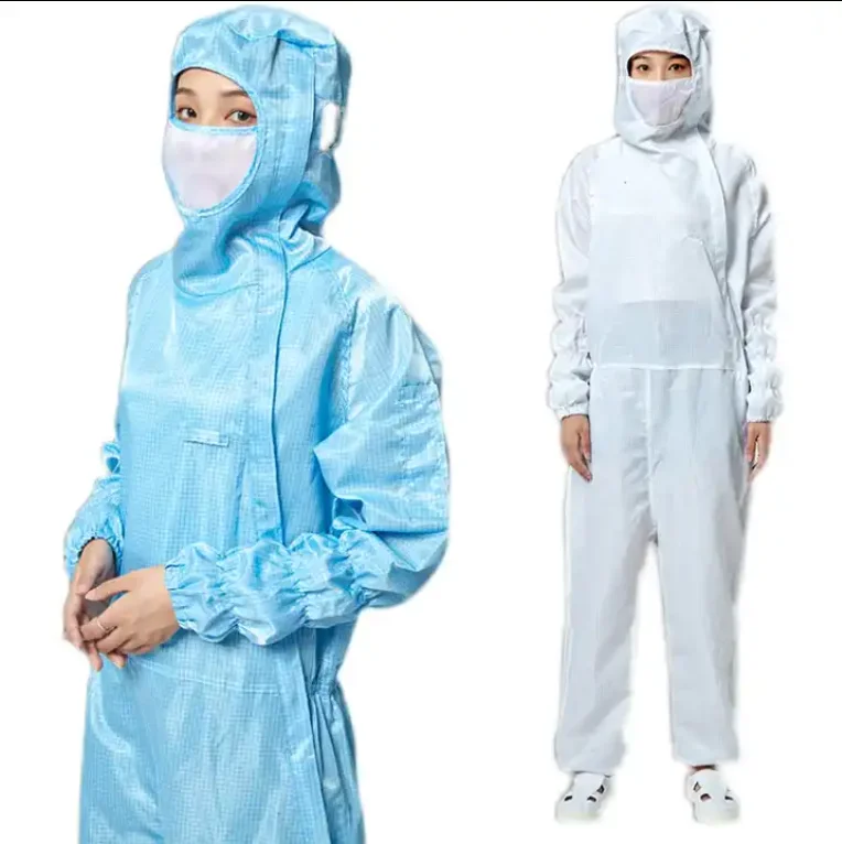 Fast Shipping Dust-proof Coat Overalls Anti-static Clothing One-piece Hooded Dust-free ESD Workwear Food Clean Uniform Set
