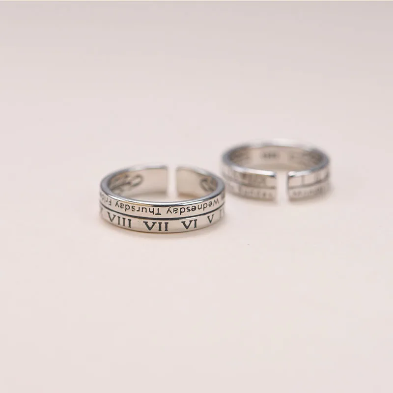 Couple Rings Letter Open Rings Roman Numerals Week Rings