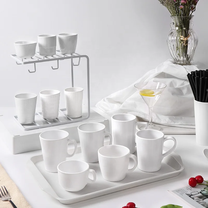 custom luxury blanks 8.5oz Melamine simple white sublimation mug coffee cup