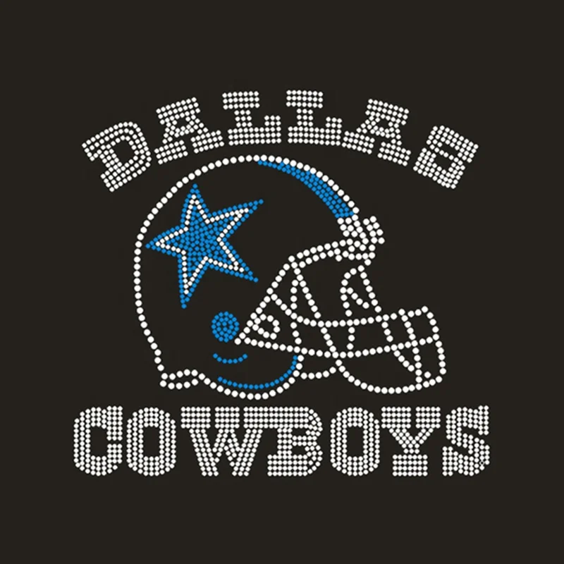 Wholesale Custom made hot fix iron on Cowboy rhinestone Transfer for Garment