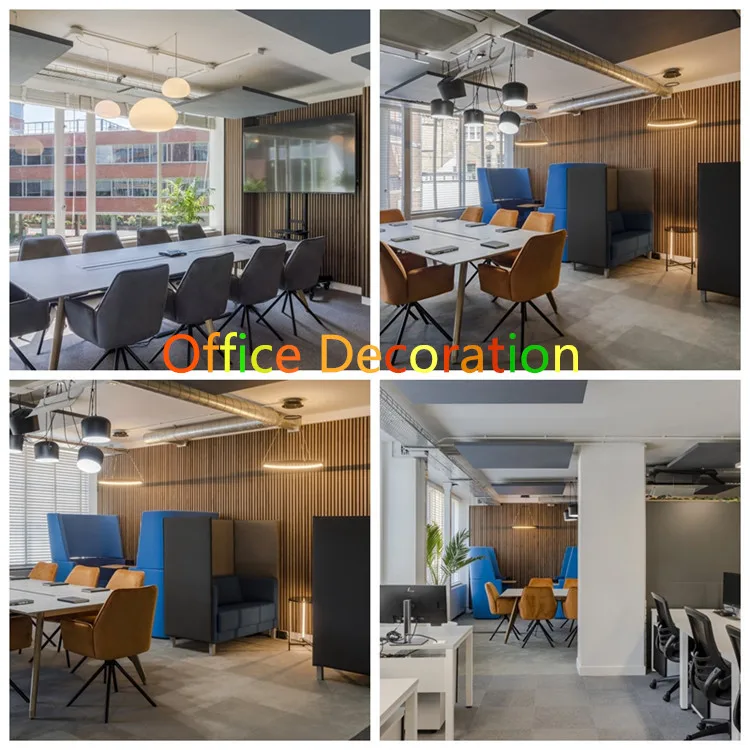 China Manufacture Sound Blocking PET Base Wooden Slatted Acoustic Panels For Interior Decoration