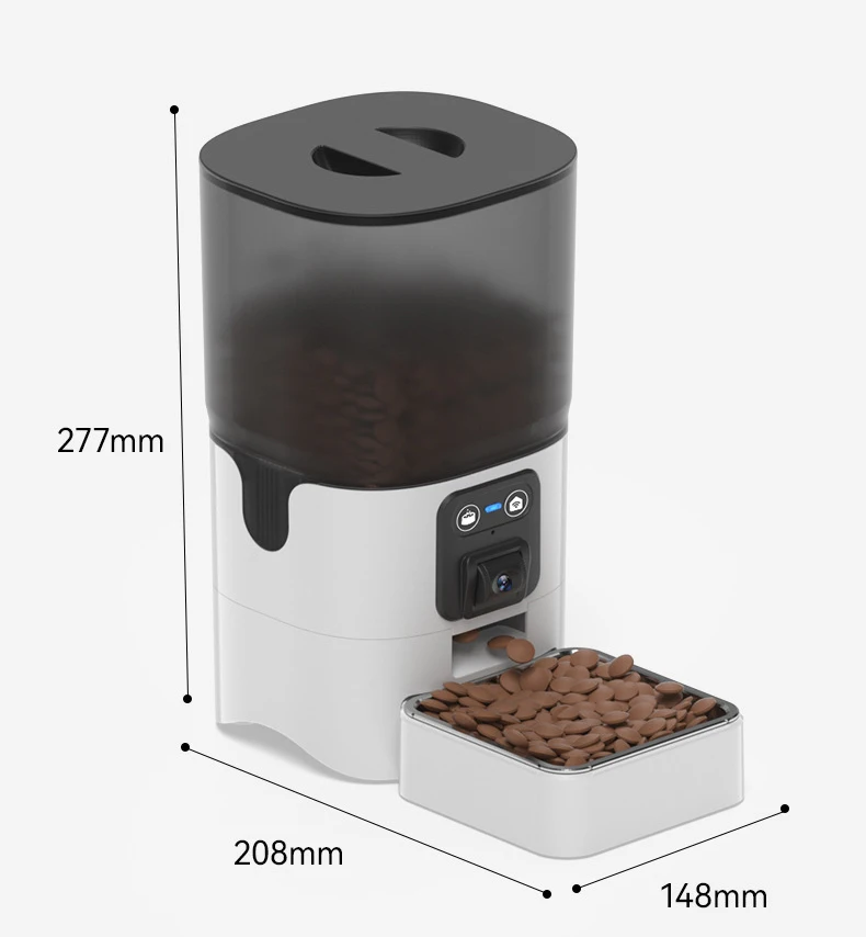 6L Rotatable HD Camera Smart Automatic Pet Cat Food Dispenser Detachable Pet Dry Food Feeder with Timer