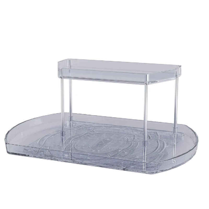 2-Tier Pantry Organization and Storage Kitchen Fridge Spice Rack Cabinet Organizer Rotating Condiment Tray for Bathroom Make Up