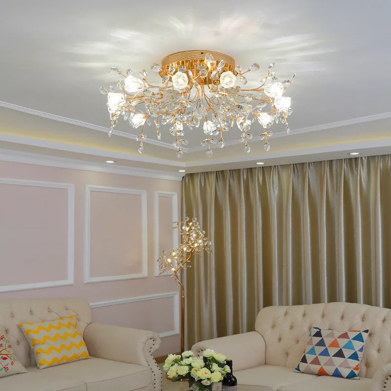 Northern Europe Flowing Lines Design Creative Flower Chandelier K9 Crystal Pendant Light For Living Room Wedding