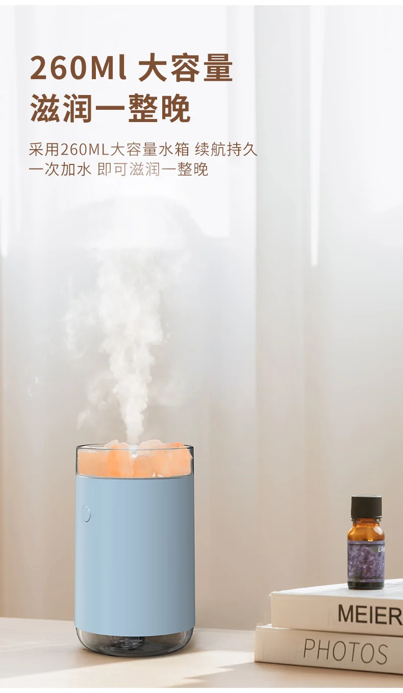 Crystal Salt Stone with Night Light Battery Wholesale OEM Aroma Essential Oil Diffuser Room Air Humidifier