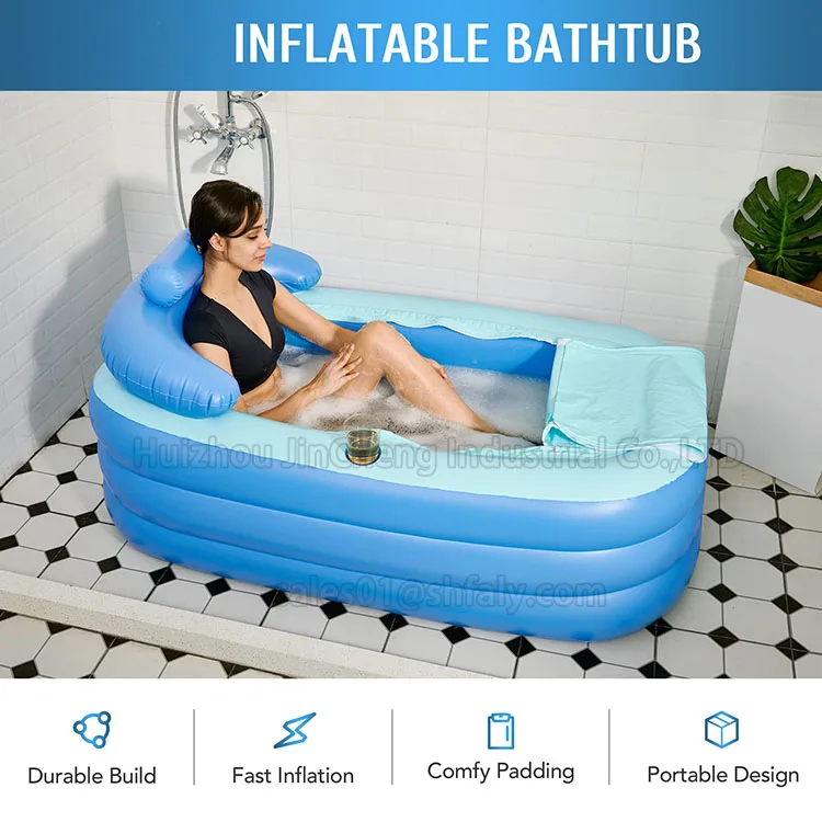 Adult Hot Bath Tub With Pillow Free-Standing Blow Up Bathtub with Spa with Electric Air Pump PVC Inflatable Adult Bath Tub