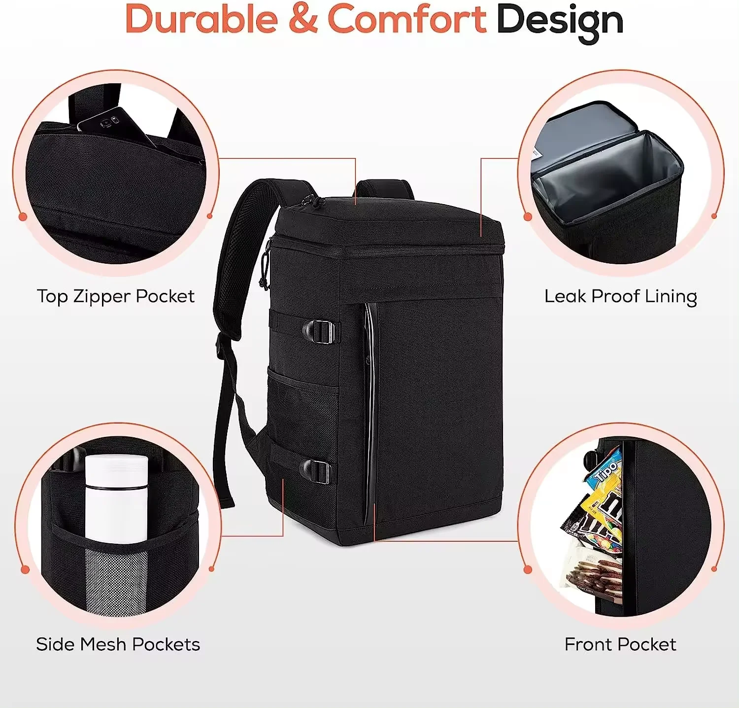 Portable Black Wholesale Customizable Backpack Cooler Bags For Hiking Fishing