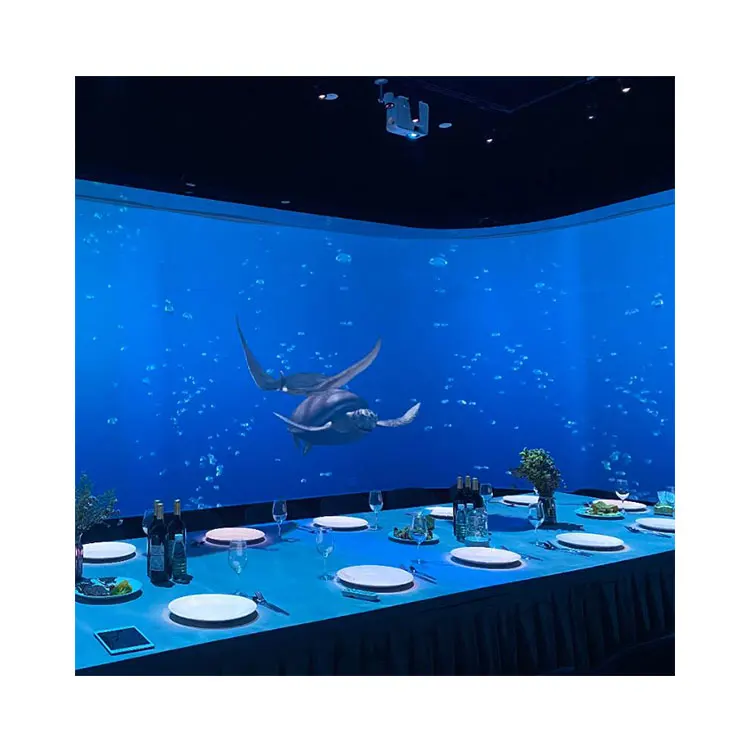 Customize Sea Whale Dining-Table Theme Wall And Floor Holographic Interactive Projection Games For Restaurant