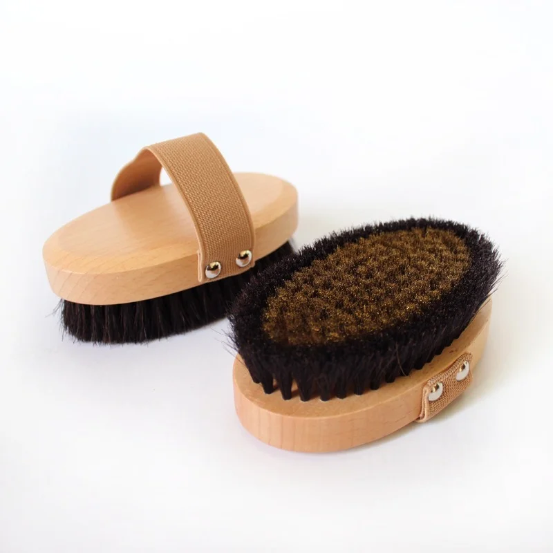 Beech Horse Mane Copper Wire Body Dry Brush Reduce Cellulite Meridian Massage Brush