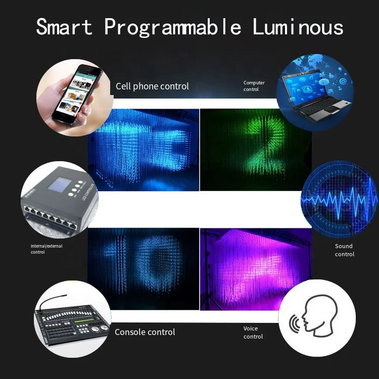 Smart Programmable Luminous 3D LED Cube Pixel Ball Dot DV12V DMX512 RGB Color Changing Hotels Bar Party Decor Ambient Lamp Strip