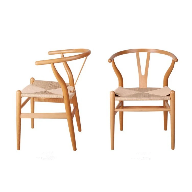 P0066 Simple Style Design Coffee Chair Paper Rope Weave Kitchen Chairs Solid Wood Wishbone Y Chair For Restaurant Dining