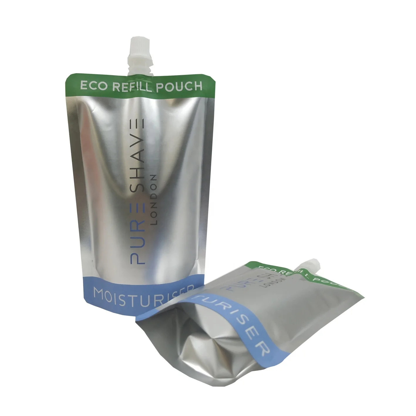 Custom reusable silver front printing liquid hand soap refill spout pouch packaging plastic bags