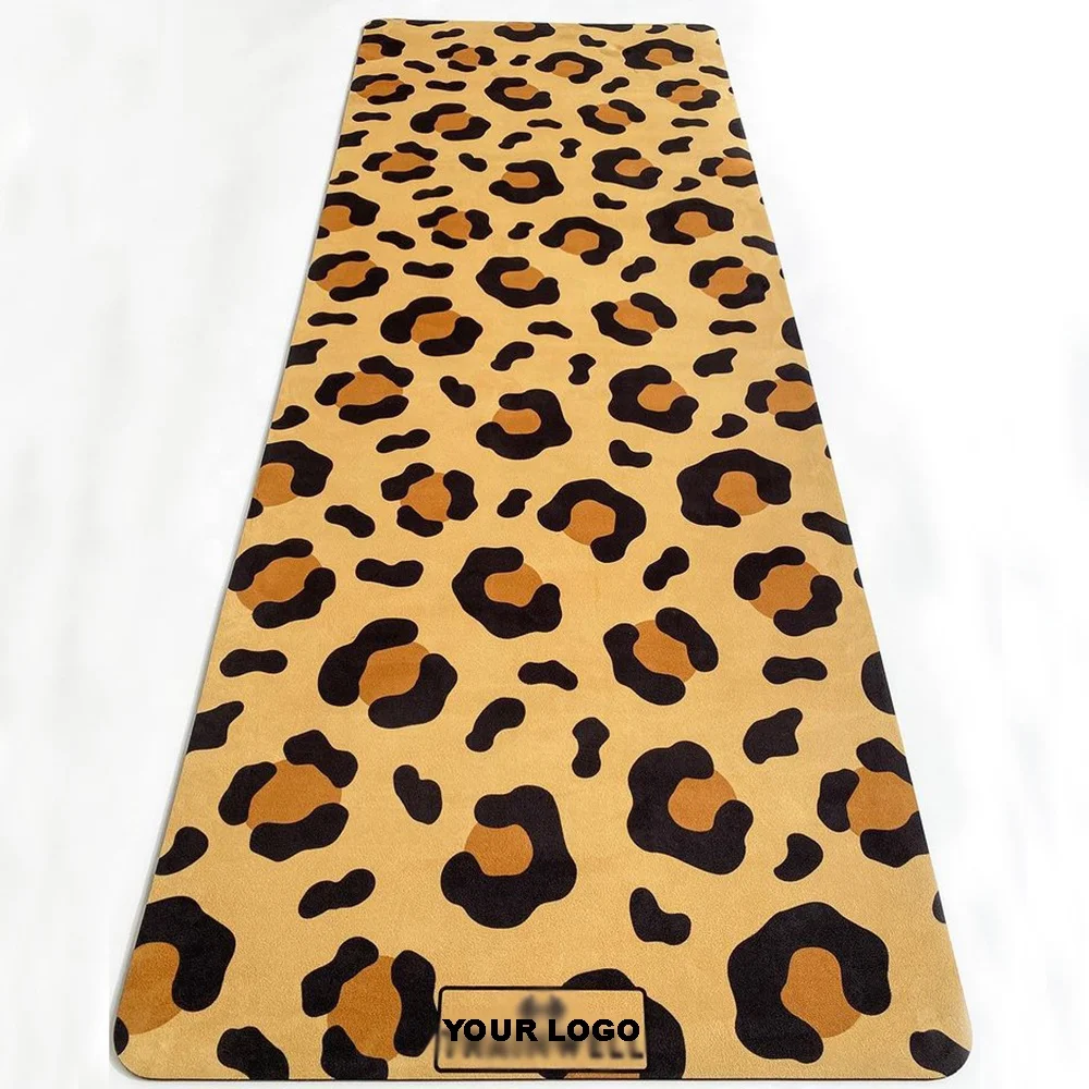  Leopard Print Rubber 3mm Natural Yoga Matt with Carry