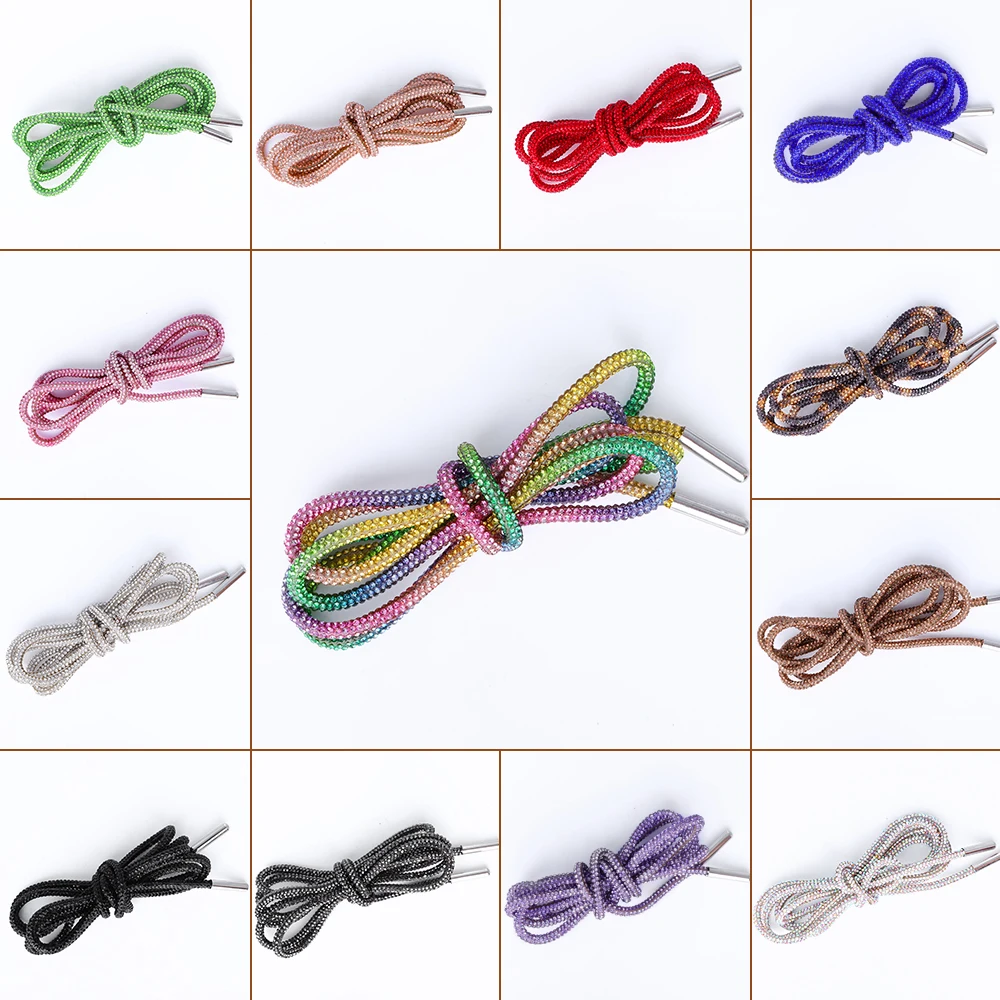 QY Wholesale High Quality 6mm Rhinestones Rope Trimming Cotton Lace Cord Rhinestones Strip For Shoes Hoodie