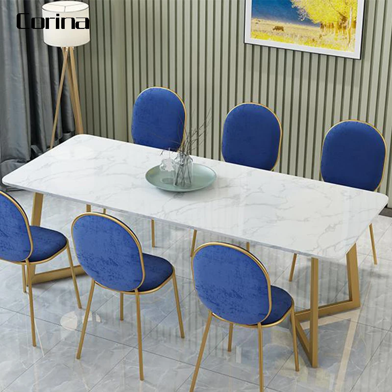 
European style furniture luxury white marble dinning table for restaurant 