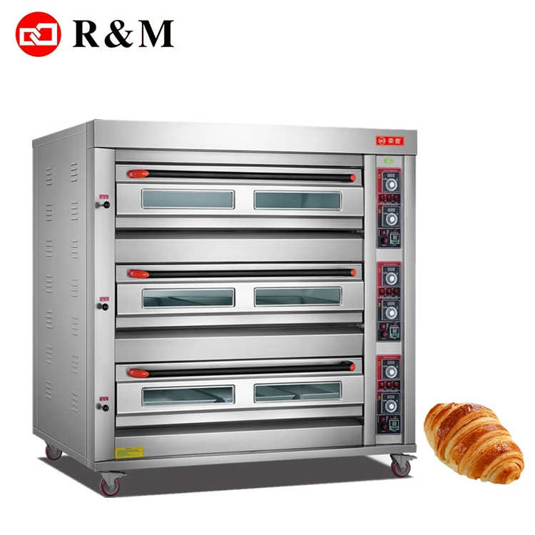  Коммерческая panaderia 3 колода 9 лотков коммерческая каменная Паровая газовая духовка для хлеба выпечки Хлебопекарная