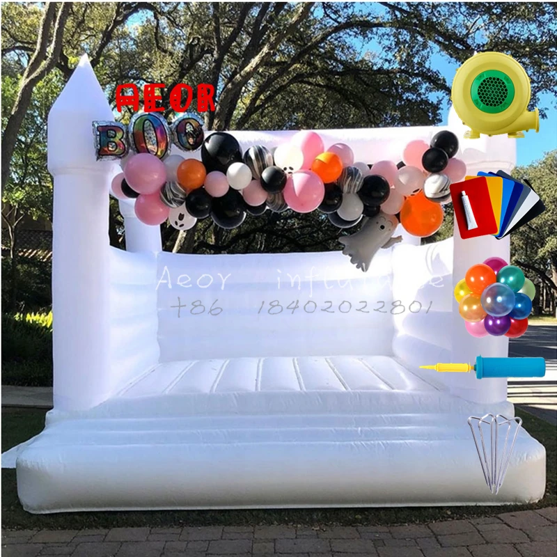 Коммерческий надувной замок-батут из ПВХ с мячом, мягкий игровой батут, белый надувной Джампер